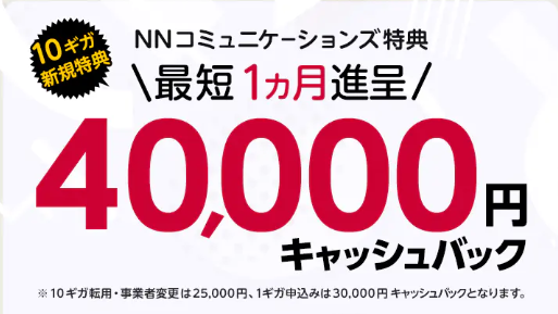 ドコモ光10ギガの40,000円のキャッシュバック（当サイト限定）