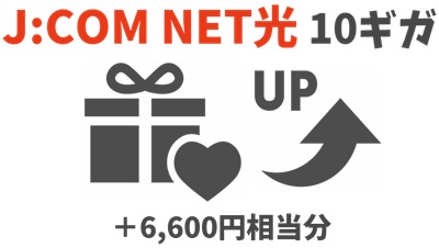 JCOM NET光10ギガは「総額6,600円分」1ギガよりキャンペーン総額が多い